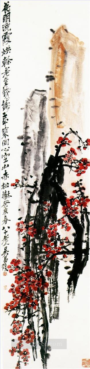 Wu cangshuo red plum blossom 2 old China ink Oil Paintings